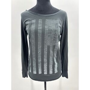 ZOE KARSSEN Women Charcoal‎ Gray Long Sleeve Graphic T Shirt Top size Small FLAW